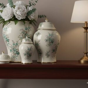 ست سه تیکه جینجر جار طرح خوشه فیروزه ای وارداتی