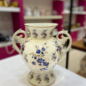 گلدان چینی دکوراتیو طرح کلاسیک گل آبی